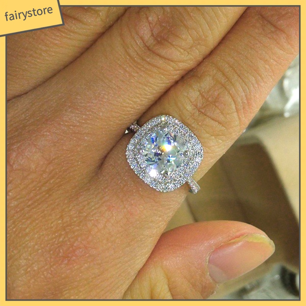 Nhẫn đính đá Topaz giả nhiều màu sang trọng