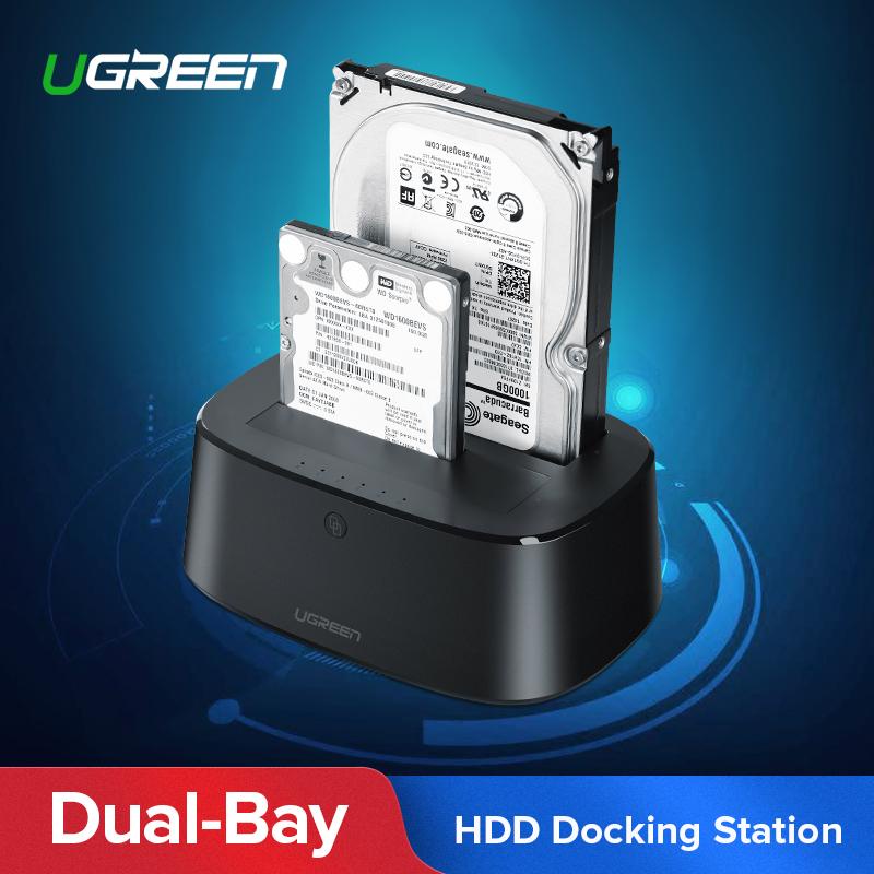 Đầu đọc ổ cứng 3.5 và 2.5 inch Chính Hãng Ugreen 50854 (Dock 2 bay HDD/SSD hổ trợ 16TB USB 3.0 Sata)