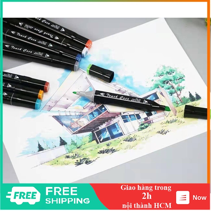Bút màu nước bộ 30 bút 2 đầu bộ vẽ màu dạng bút tặng túi đựng bằng vải dù chuyên nghiệp - TE0179