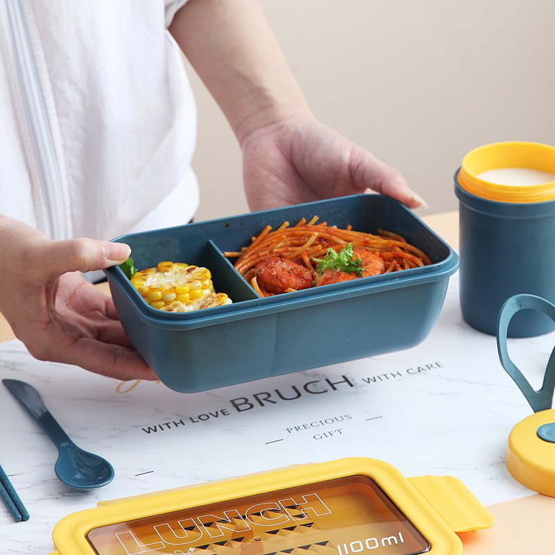 Hộp Cơm Văn Phòng Lunch Box 1100ml - Cao Cấp - Sang Trọng (Tặng Kèm Đũa + Thìa ) | BigBuy360 - bigbuy360.vn