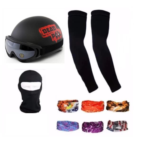 Combo Siêu Khủng Đi Phượt 5 Món Mũ 1/2 Tùy Chọn+Kính UV+Khăn+Ống Tay+Mũ Trùm Ninja