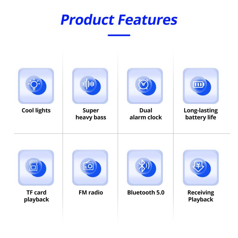 Đồng hồ báo thức để bàn HDOORLINK điện tử bluetooth 5.0 màn hình LED hỗ trợ thẻ TF FM âm thanh hifi kèm phụ kiện