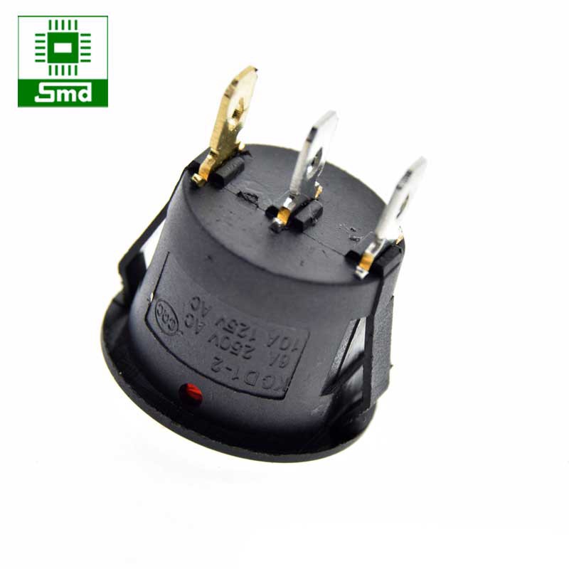 Công tắc bập bênh KCD2-105-3P Có đèn (Tròn 20mm)