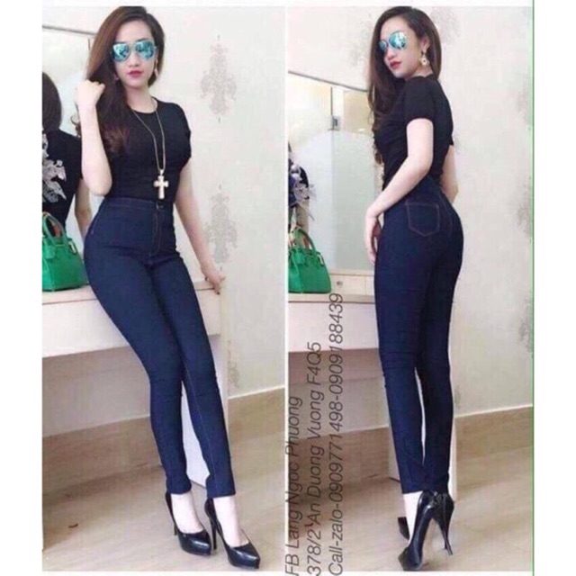 Quần jean thun lưng cao