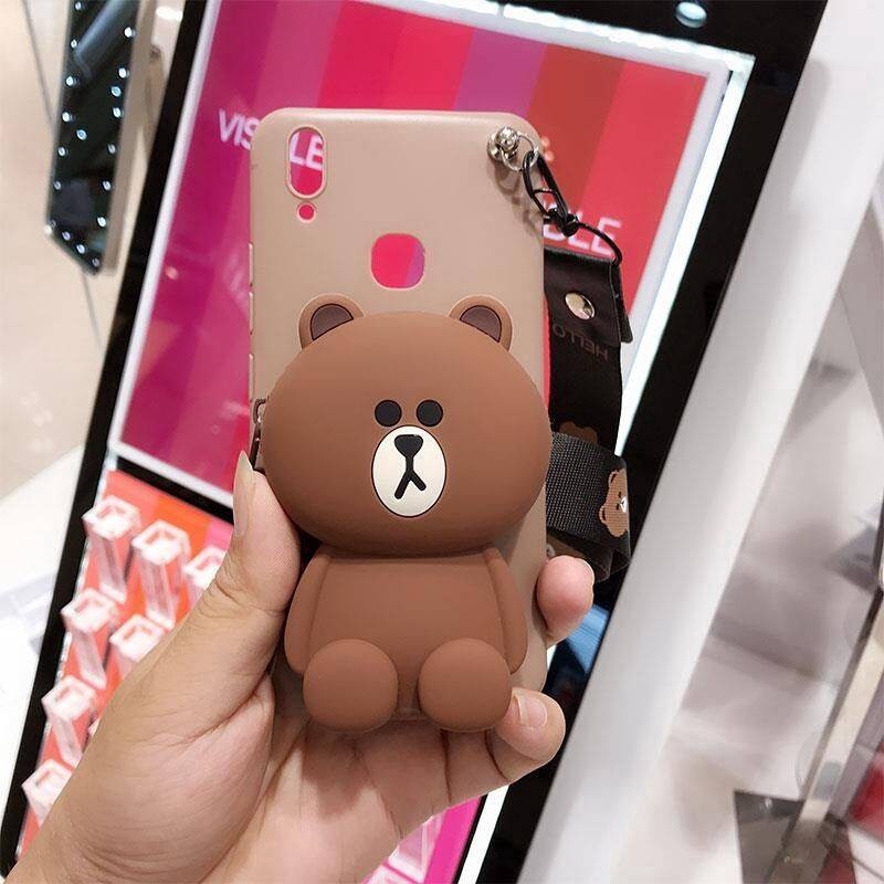 DIY Ốp lưng Samsung S6 S7 edge Note8 Note9 Note10 Plus Phone Case 3D Silicone Cartoon Coin Purse Lanyard TPU Soft Cover