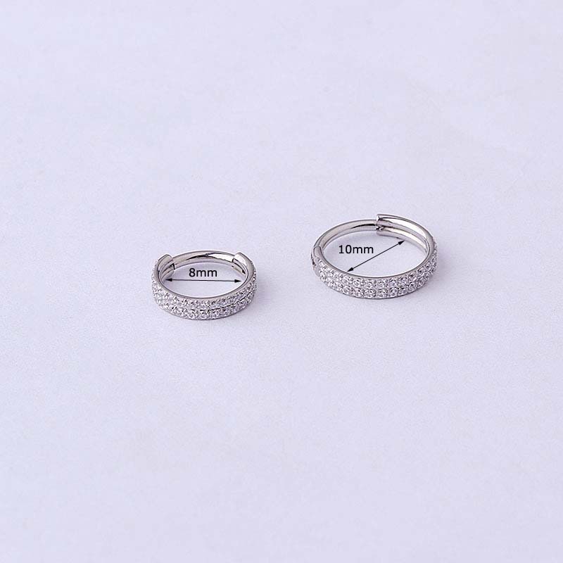 1 Khuyên Tai Thép Titan Hai Lớp 16G Đính Đá Zircon