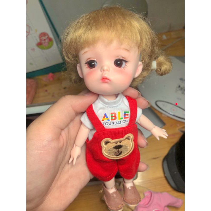 Set yếm và áo thun cho búp bê size 1/8 baboliy, bjd, bru, 5inch, ob11, ddf, animator 40cm, doll bông 15cm