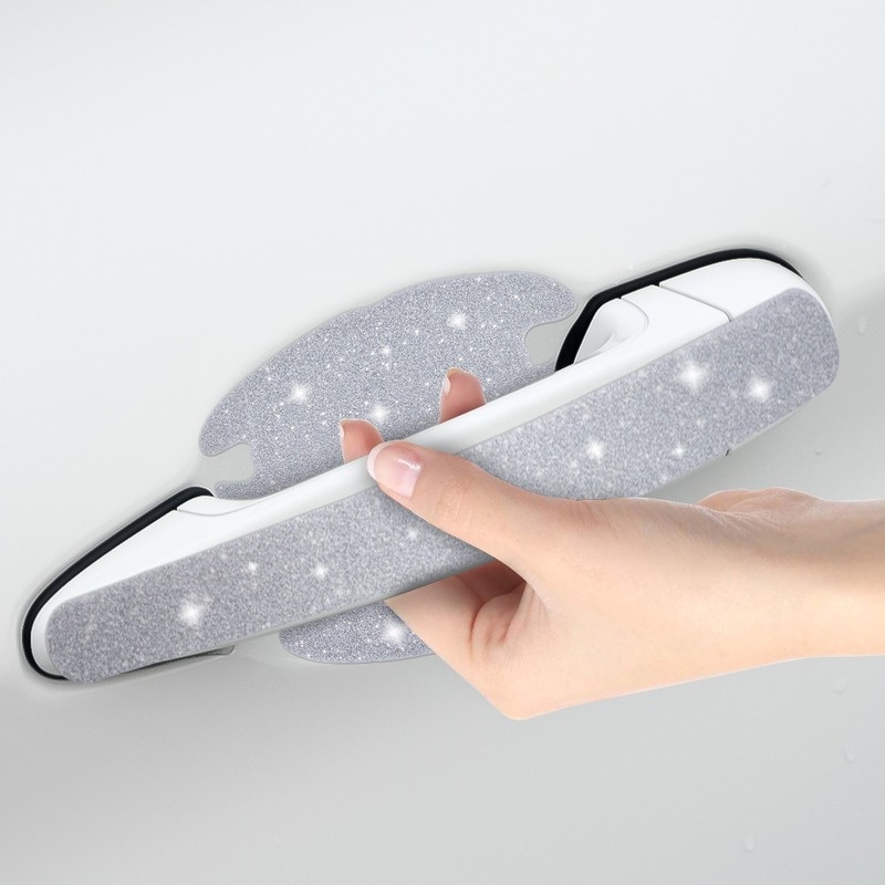 Set 4 Miếng Dán PVC Phản Quang Chống Trầy Chống Trầy Bảo Vệ Tay Nắm Cửa Xe Hơi