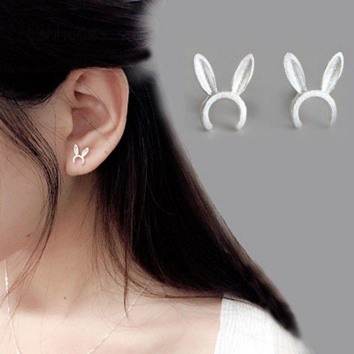Khuyên tai tai thỏ triệu lệ dĩnh bạc phong cách cổ trang Trung quốc thiết kế sáng tạo đẹp thời trang không han gỉ