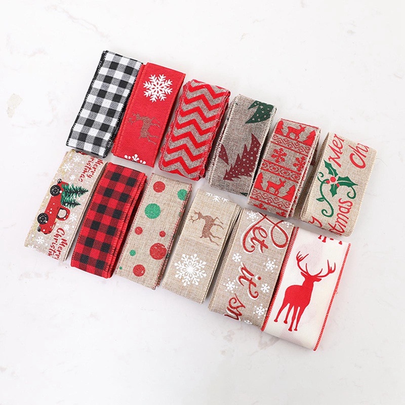 Ruy Băng Vải Bố In Họa Tiết Noel Dài 2m Dùng Trang Trí Cây Thông, handmade - VPP Brendo