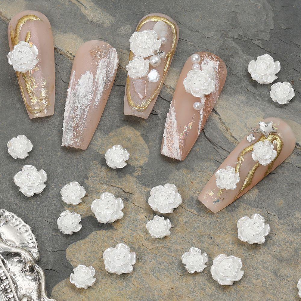 Phụ Kiện Hoa Trà Lấp Lánh Trang Trí Móng Tay DIY