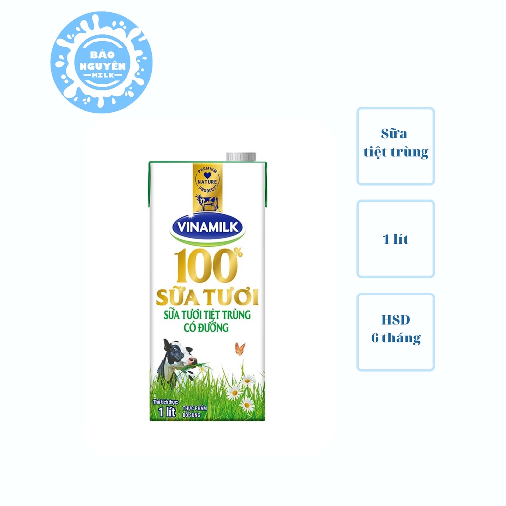 Sữa tươi tiệt trùng Vinamilk 100% Có đường - Hộp giấy 1 lít