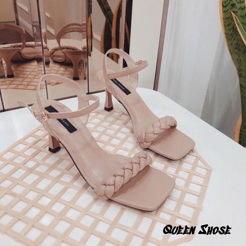 [BẢO HÀNH 12 THÁNG] Giày cao gót quai tết - guốc sandal quai tết đan phồng gót nhọn 7 phân