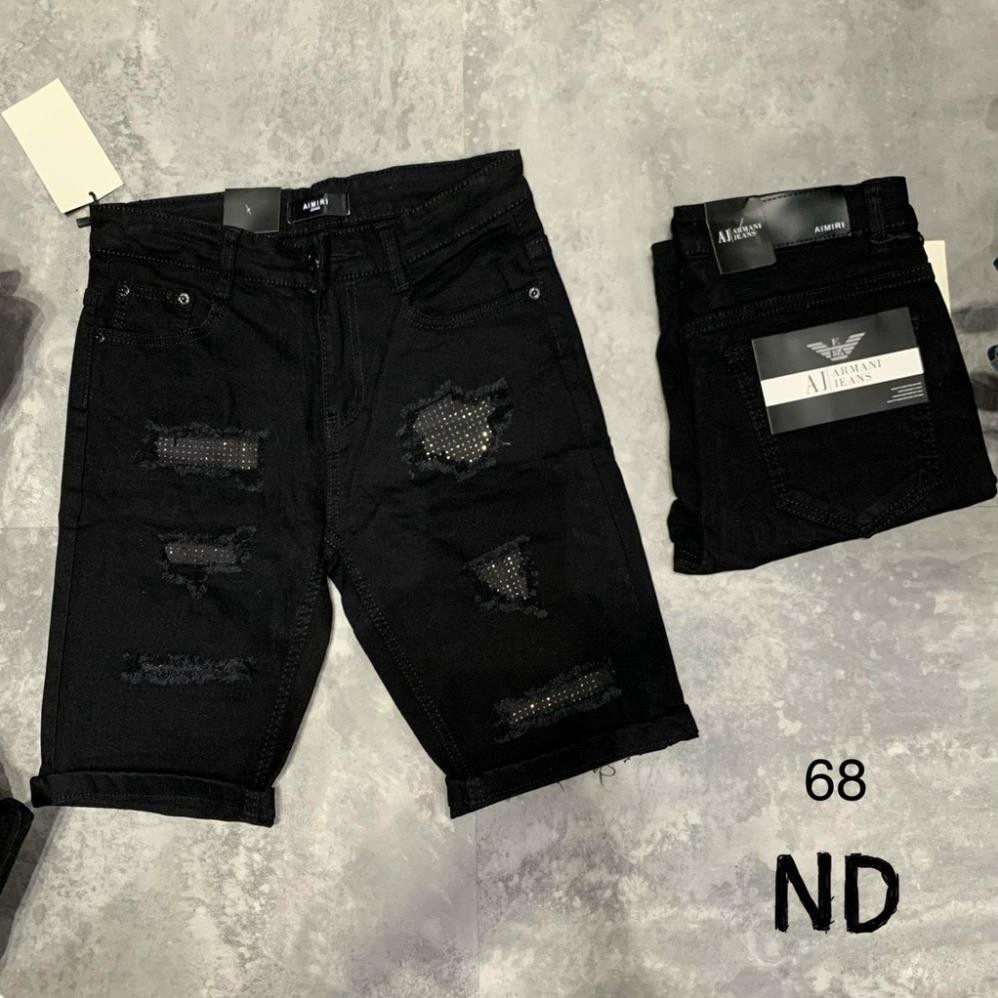 Quần bò ngố nam rách đính đá ARM2,quần short jean chất co giãn nhẹ có đủ sz 40-75kg mặc phong cách cá tính hot trend ་