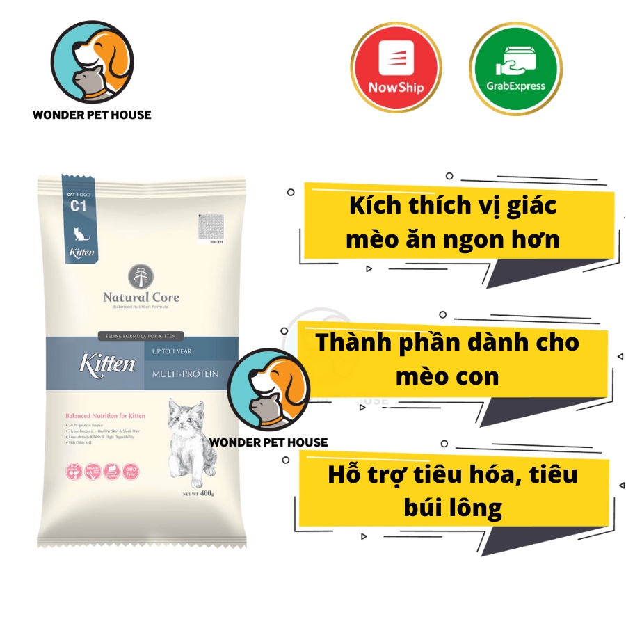 Hạt hữu cơ cho mèo con 400g Natural Core Bene C1 Kitten - Hạt Organic Tốt Cho Sự Phát Triển Mèo Nhỏ