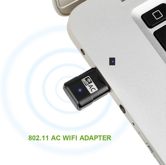 600Mbps Băng tần kép 802.11ac 2.4GHz 5GHz PC WiFi Bộ điều hợp USB Mạng LAN Dongle Vương quốc Anh