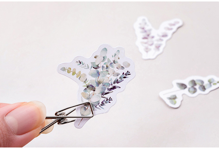 Set 45 Miếng Dán Trang Trí Sổ Tay/Nhật Ký Hình Lá Bạch Đàn