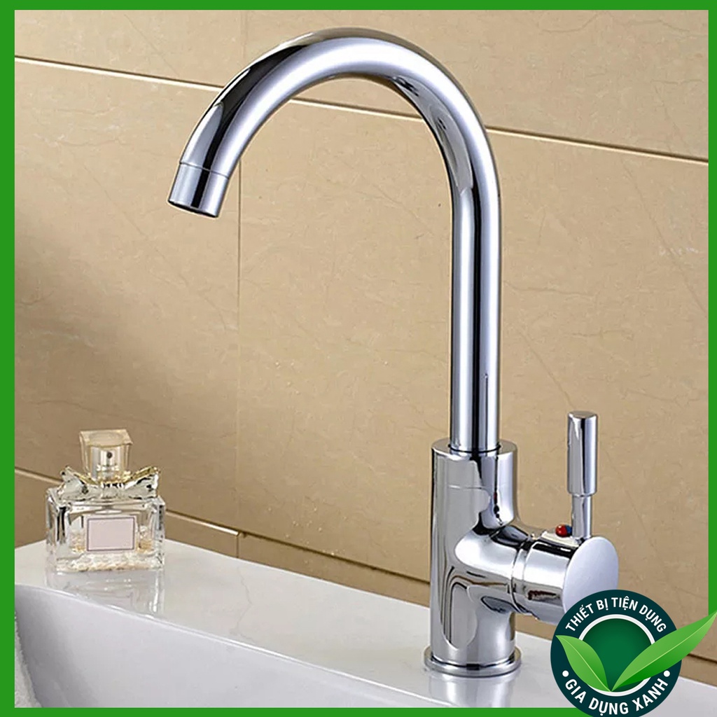 Vòi bồn rửa chén bát nóng lạnh Inox bóng cao cấp mẫu mới năm 2022 - Kiểu dáng cần cứng xoay 360 độ.