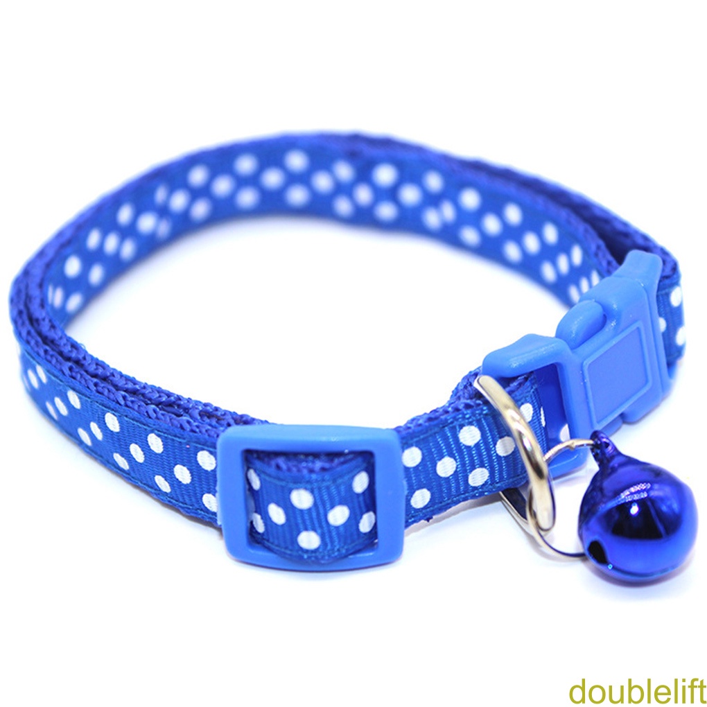 [double]Small Pet Nylon Patch Copper Bell Collar Adjustable Colorful Choker Dot Pattern Pet Necklace