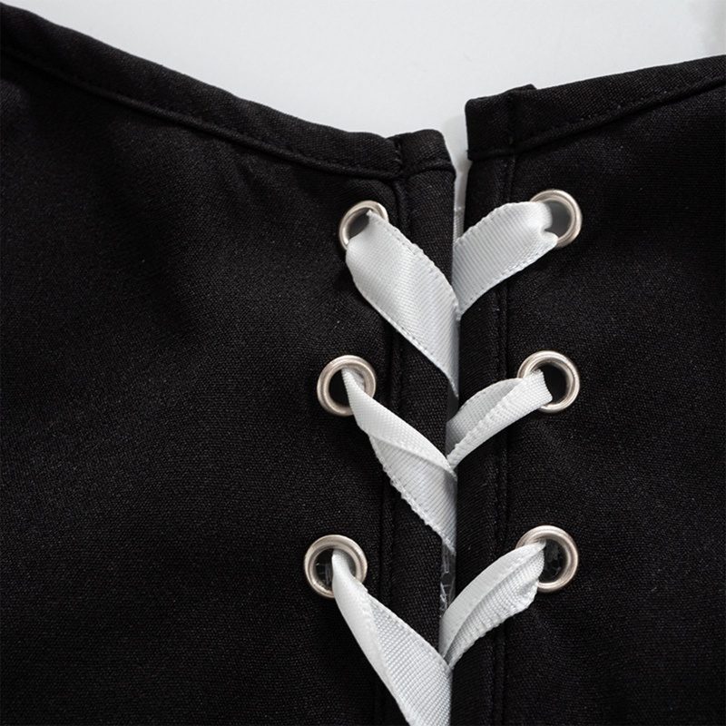 Áo Nịt Ngực Ren Polyester Bản Rộng In Họa Tiết Mèo Phong Cách Gothic Cho Nữ