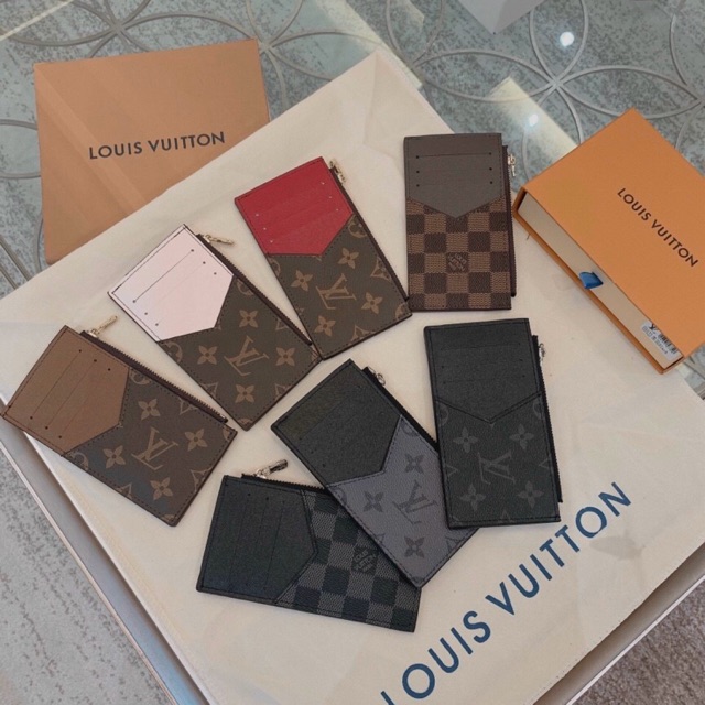 Ví mini đựng thẻ hoạ tiết monogram gọn nhỏ mỏng fullbox hộp xịn