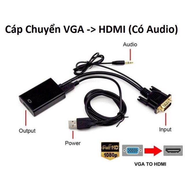 Cáp Chuyển VGA sang HDMI có audio