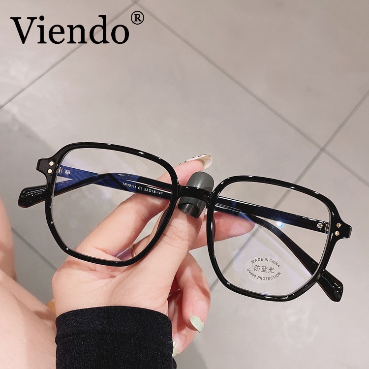 Kính cận gọng vuông VIENDO chống ánh sáng xanh tia uv kiểu Hàn Quốc thời trang cho nam nữ (cắt độ theo yêu cầu)