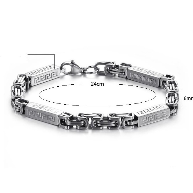 Lắc tay inox nam zigzag phối họa tiết trường thành