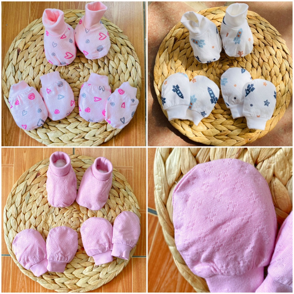 Bao tay, bao chân và mũ sơ sinh họa tiết Lullaby Cho bé