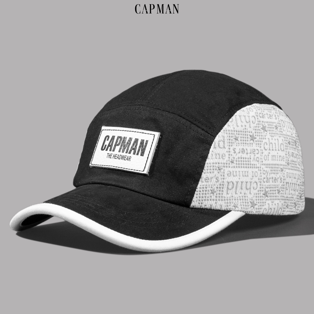 Mũ lưỡi trai phom 5panel chính hãng CAPMAN phong cách hiphop màu đen CM132