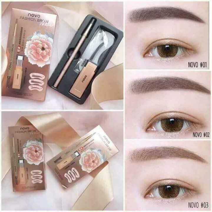 BỘ CHÌ KẺ MÀY ĐỊNH HÌNH 3 KIỂU NOVO FASHION BROW PHONG CÁCH HÀN QUỐC 3 Dáng Lông Mày