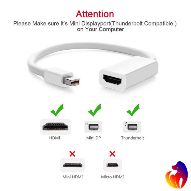 Blackhole Mini Display Port DP to HDMI Adapter Cable for Macbook Pro Air 1080P