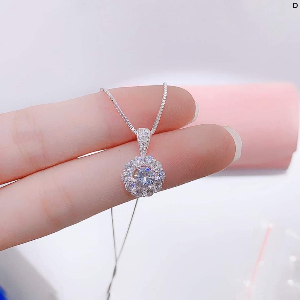 Dây chuyền nữ bạc thật 925 DaLiA Jewelry vòng cổ mặt tròn vòng hoa cao cấp dây bản to chắc chắn có lẻ mặt dây chuyền