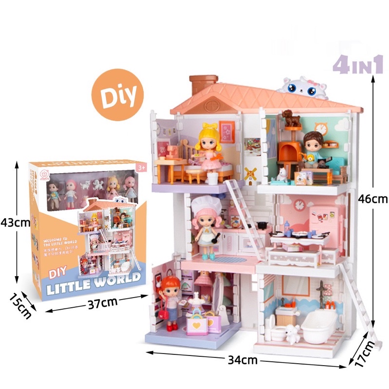 ĐỒ CHƠI NGÔI NHÀ BÚP BÊ LITTLE WORD DIY l