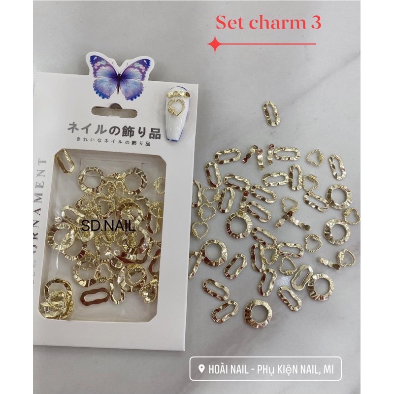 set charm gấu mix nhiều kiểu - phụ kiện nail giá rẻ