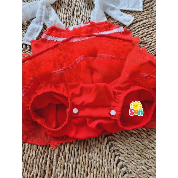 𝗧𝗮̣̆𝗻𝗴 𝘁𝘂𝗿𝗯𝗮𝗻 Body 2 dây cho bé gái size 3-12kg, chất tơ đính hoa nổi, hàng thiết kế xịn đẹp