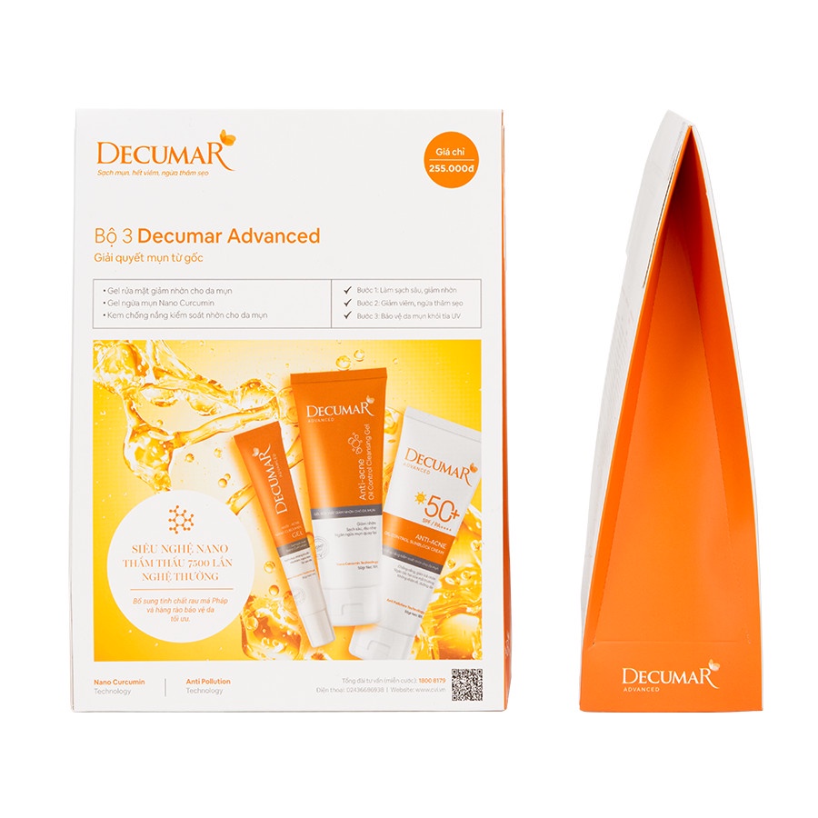 Kem Chống Nắng KIỂM SOÁT NHỜN nâng TONE cho da mụn Decumar Advanced Sunblock SPF50 + (50gr)