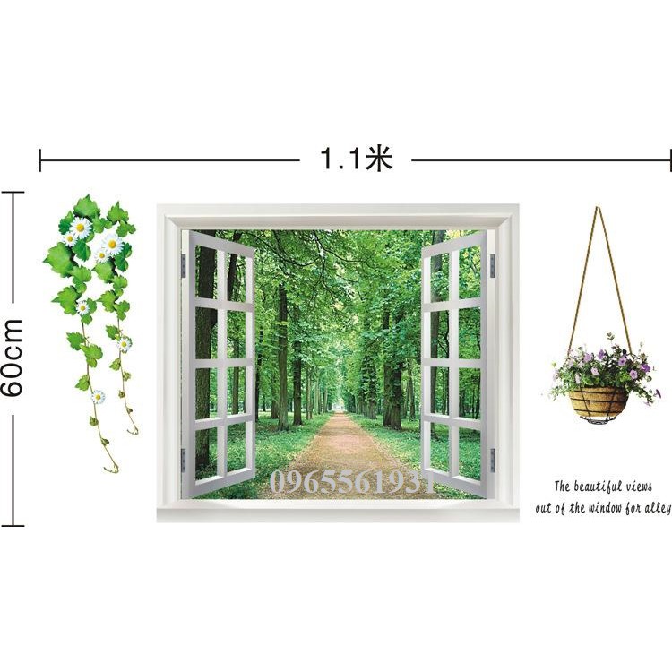 Decal Dán Tường Cửa Sổ Xanh AY823 | BigBuy360 - bigbuy360.vn