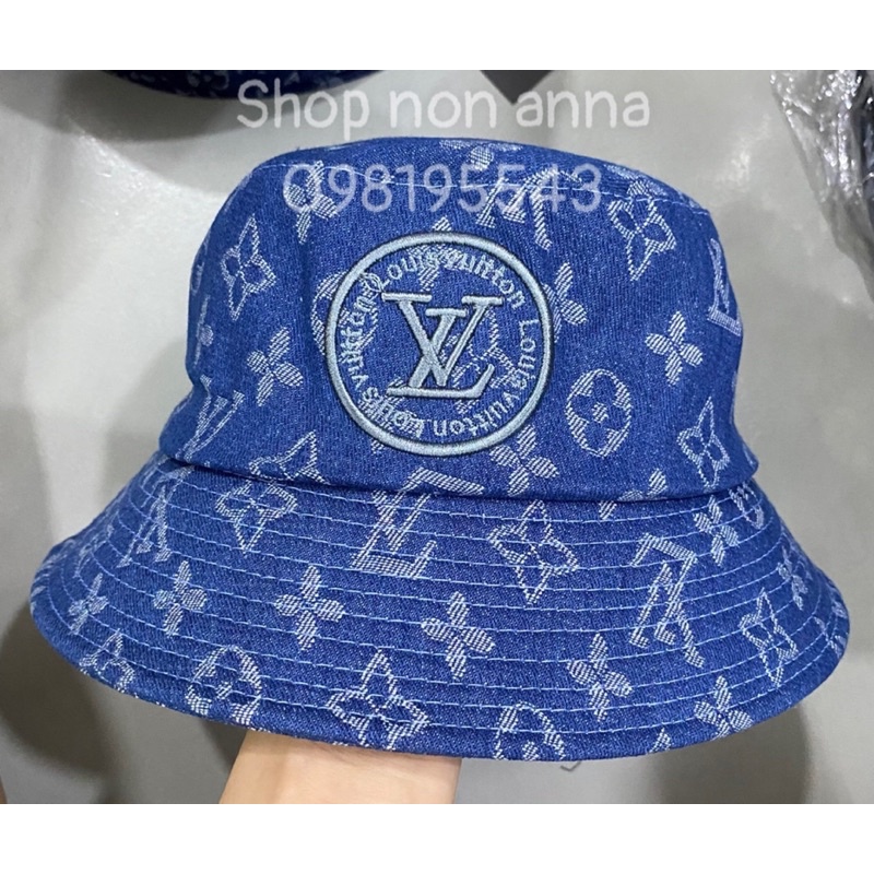 Nona bucket nam nữ, bo cụp L jeans mềm thêu logo cao cấp