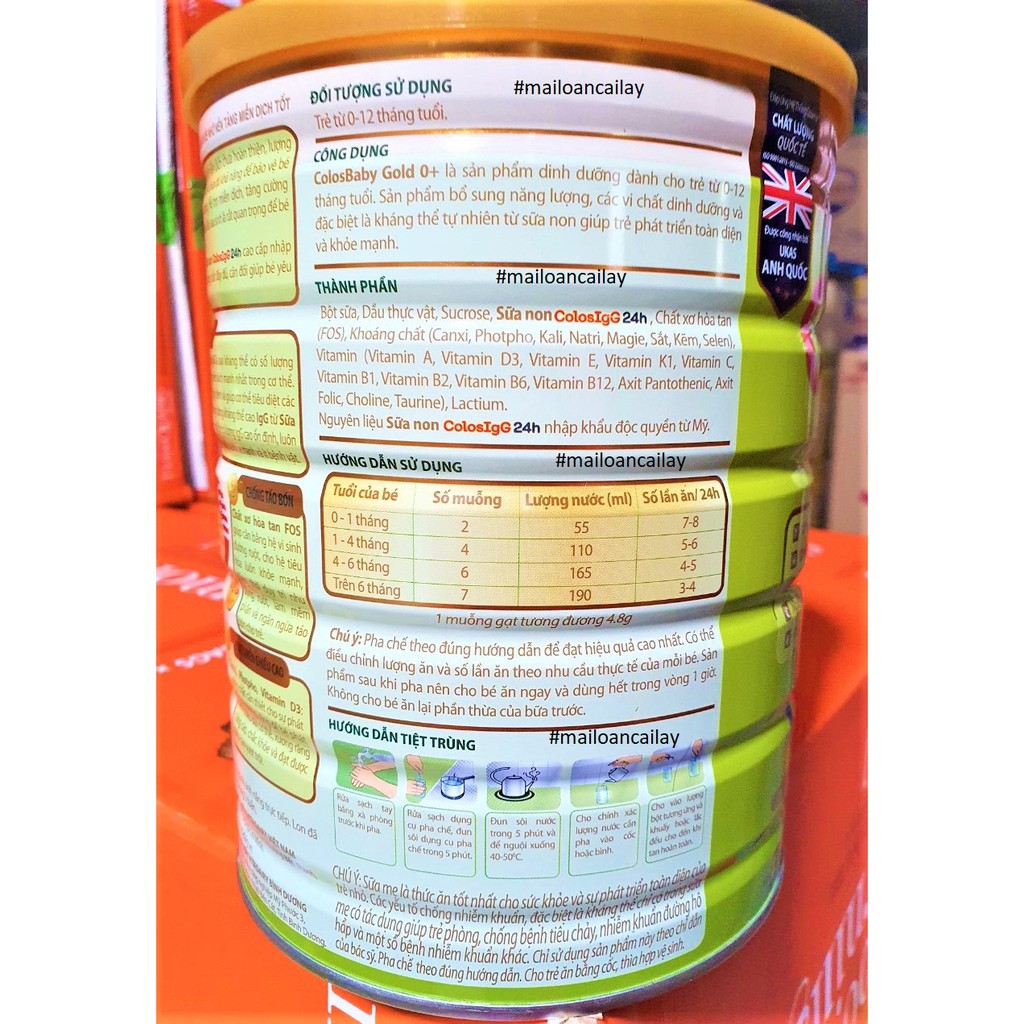 Sữa ColosBaby Gold Bé Tăng Cân Số 0,1 Hộp 800g