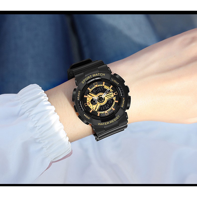 Đồng hồ thể thao Nữ SANDA 292 Kim Tự Động Chính Hãng Black Gold Cá Tính