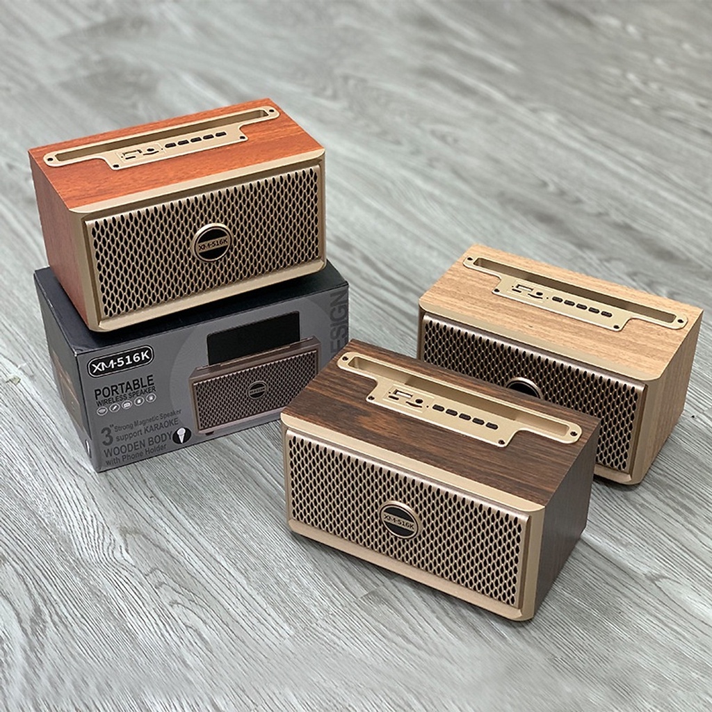 (Mới) Loa Gỗ Bluetooth Xm 5- Âm Thanh Cực Hay Có Khe Để Điện Thoại