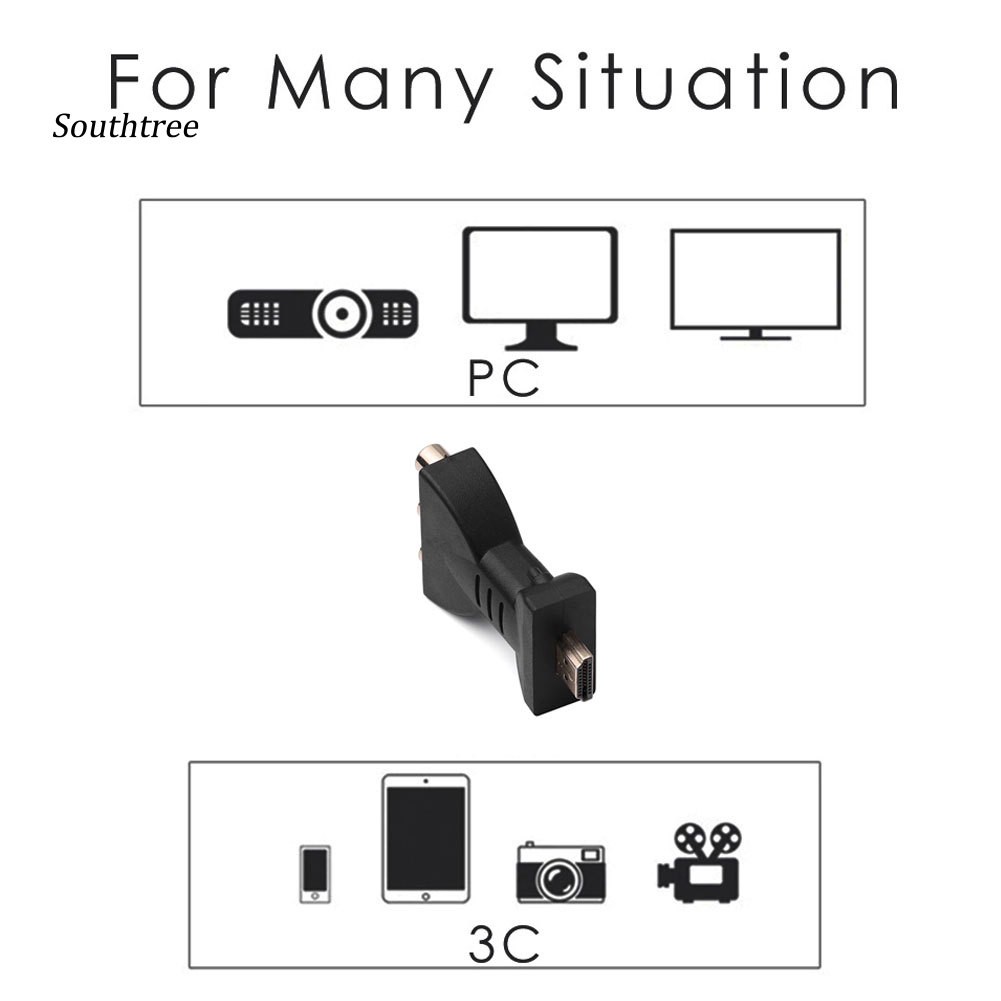 Bộ Chuyển Đổi Hdmi Đực Sang 3 Đầu Rca Cái Cho Tv