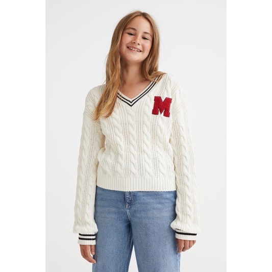 Áo len cổ tim HM auth size 14y+