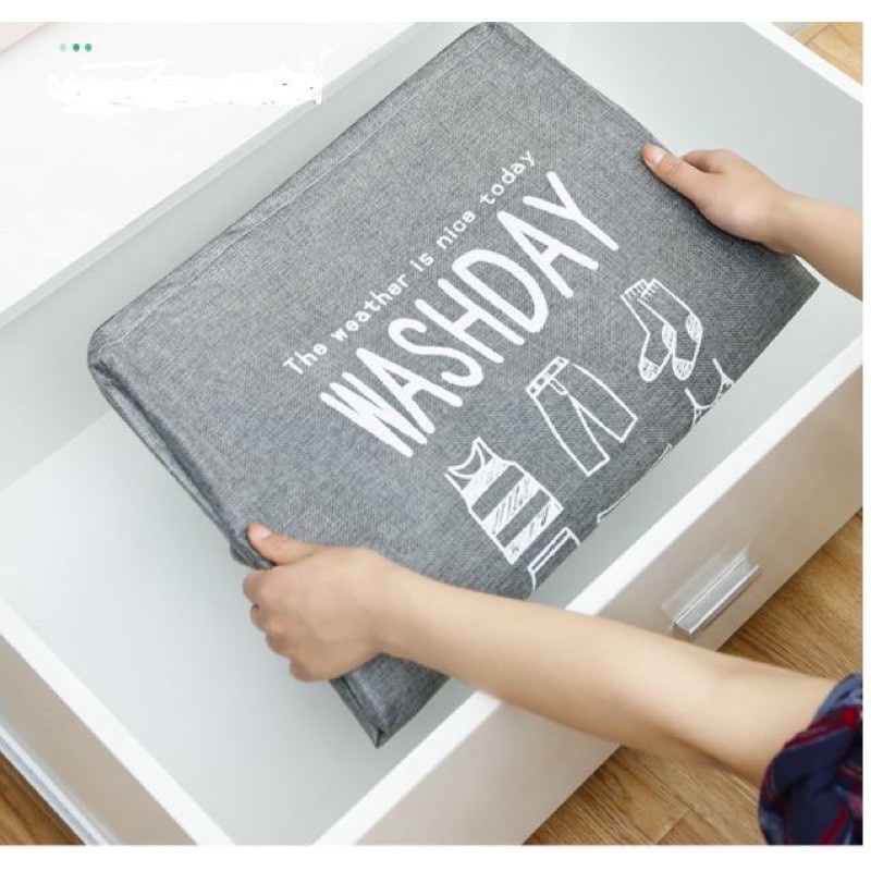 Giỏ đựng quần áo vải bố cỡ lớn, túi đựng chăn màn đa năng washday có thể gấp gọn vintage xinh xắn 88307