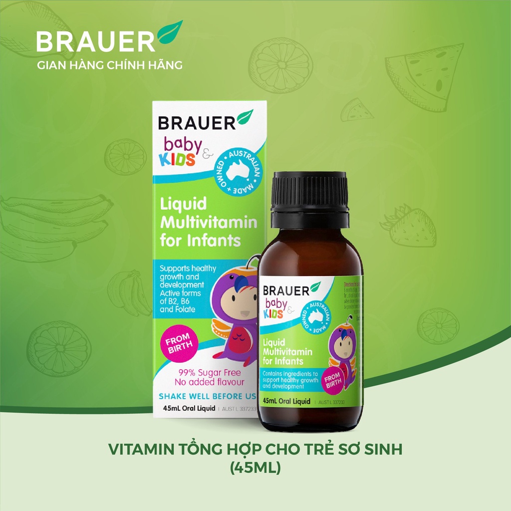 Siro BRAUER Liquid Multivitamin for Infants - Vitamin Tổng Hợp cho trẻ sơ sinh (45ml)