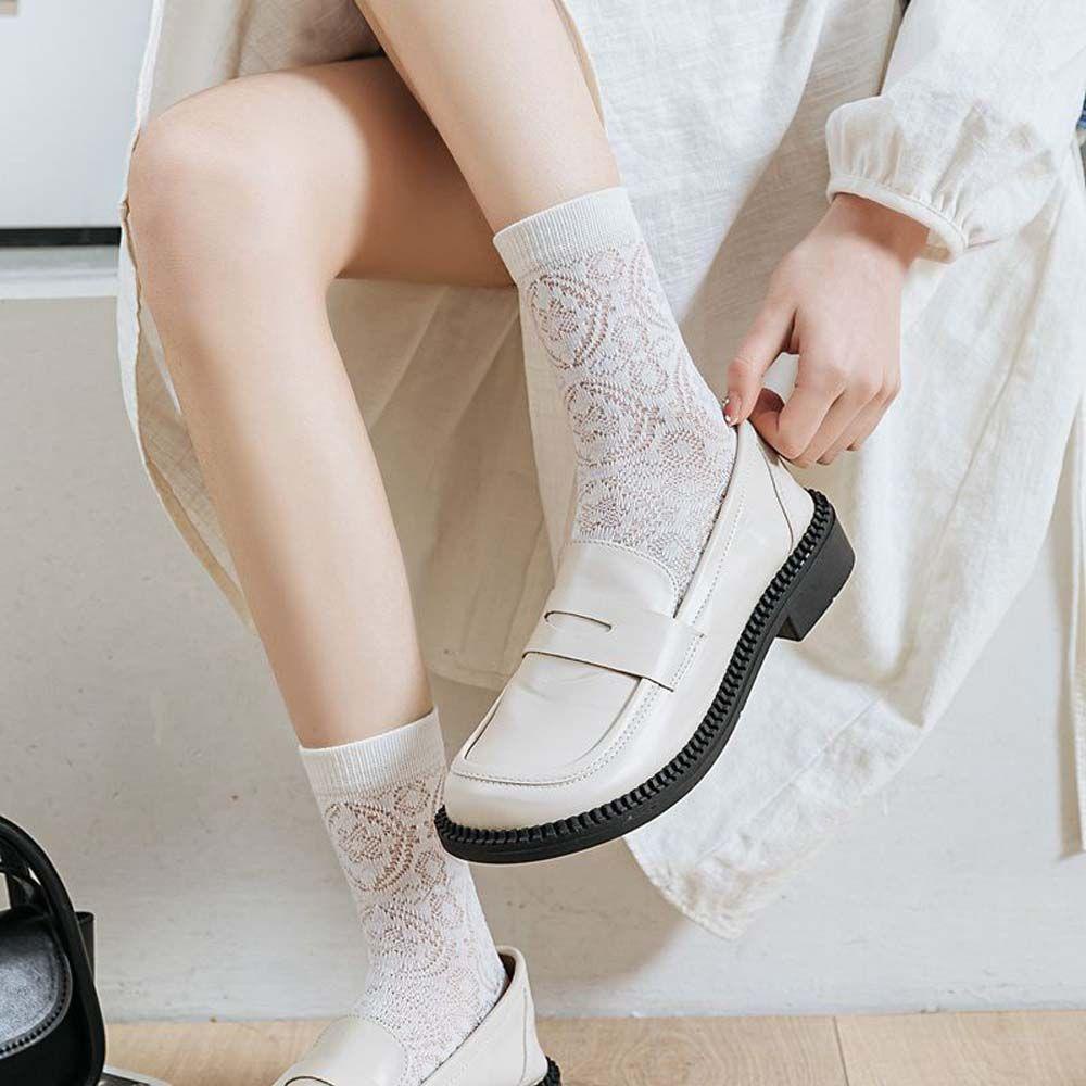 Vớ Cotton Cổ Trung Thoáng Khí Màu Sắc Ngọt Ngào Thời Trang Xuân Hè Cho Nữ VANES1