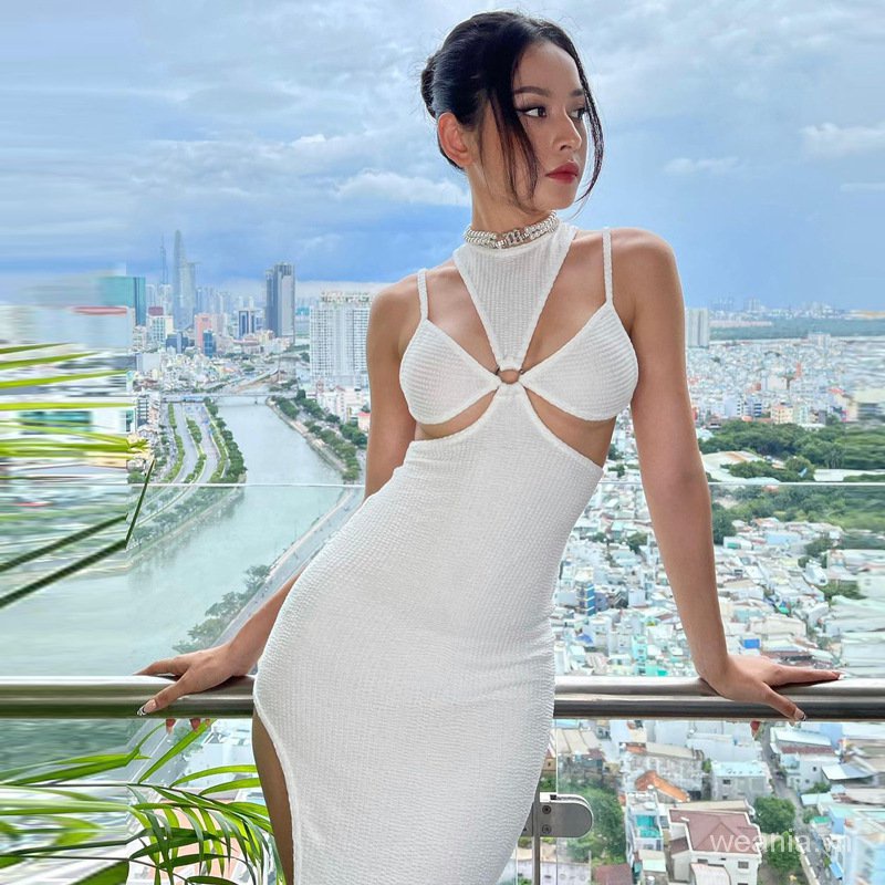 Đầm Cổ Tròn Màu Trơn Thời Trang Sành Điệu Quyến Rũ Cho Nữ