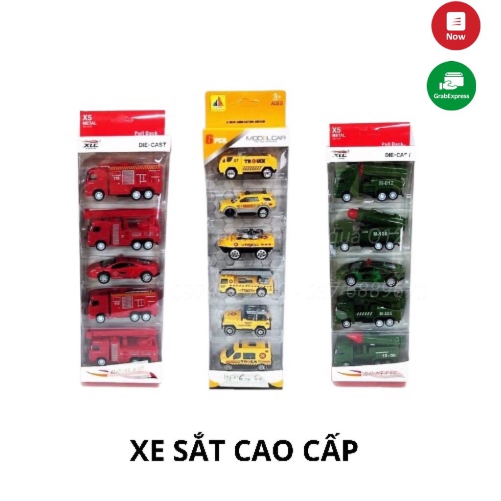 Hộp đồ chơi 6 xe sắt nhiều loại cao cấp cho bé