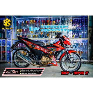 tem rời satria đỏ đen trắng gấu panda